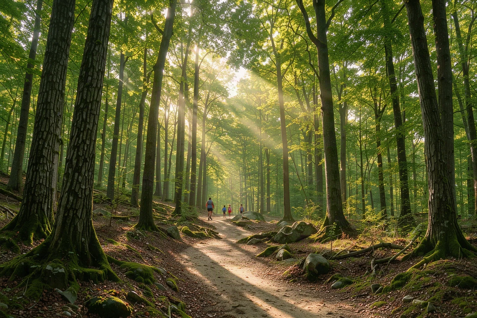 Sentier dans la forêt de chênes