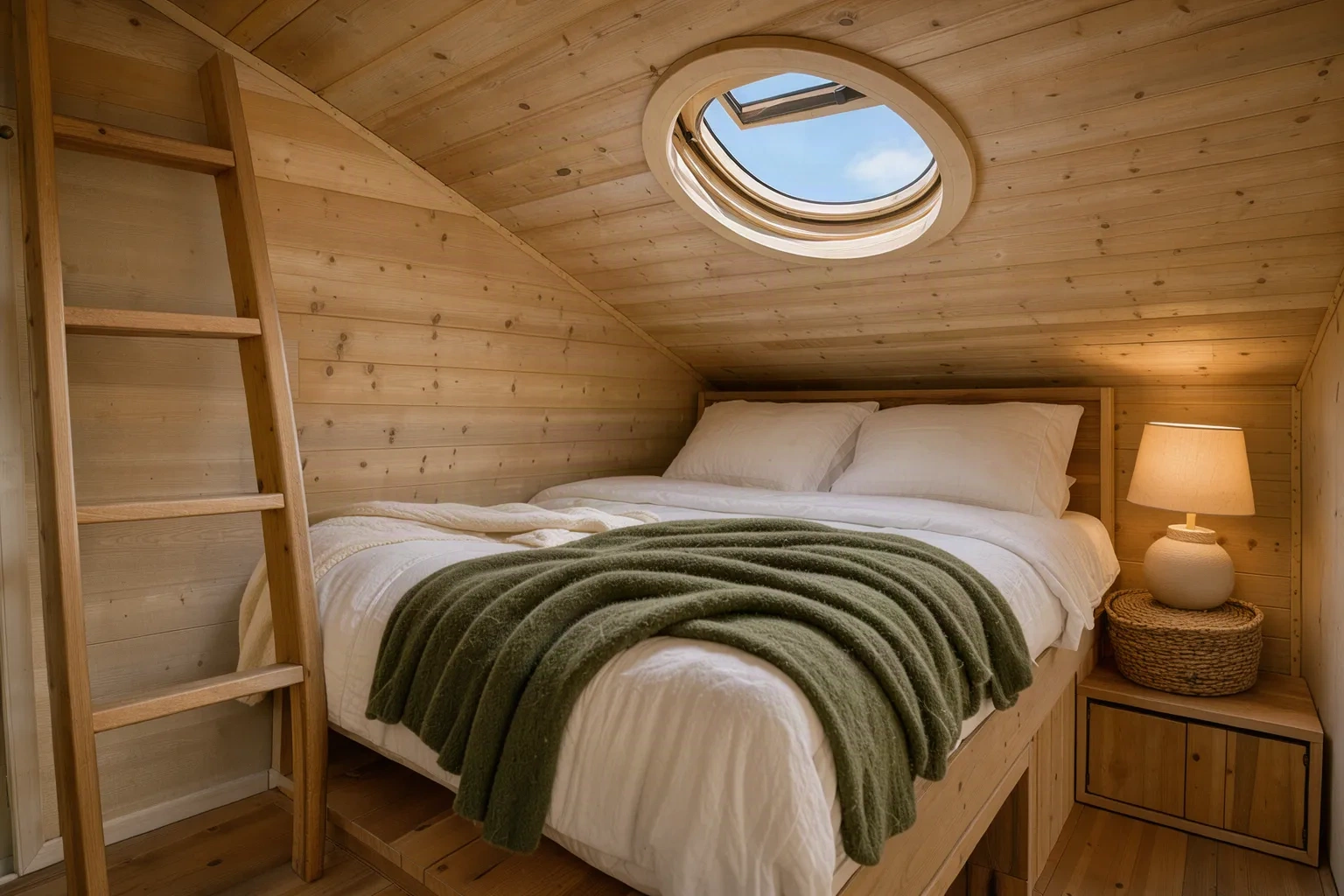 Chambre en mezzanine avec puits de lumière